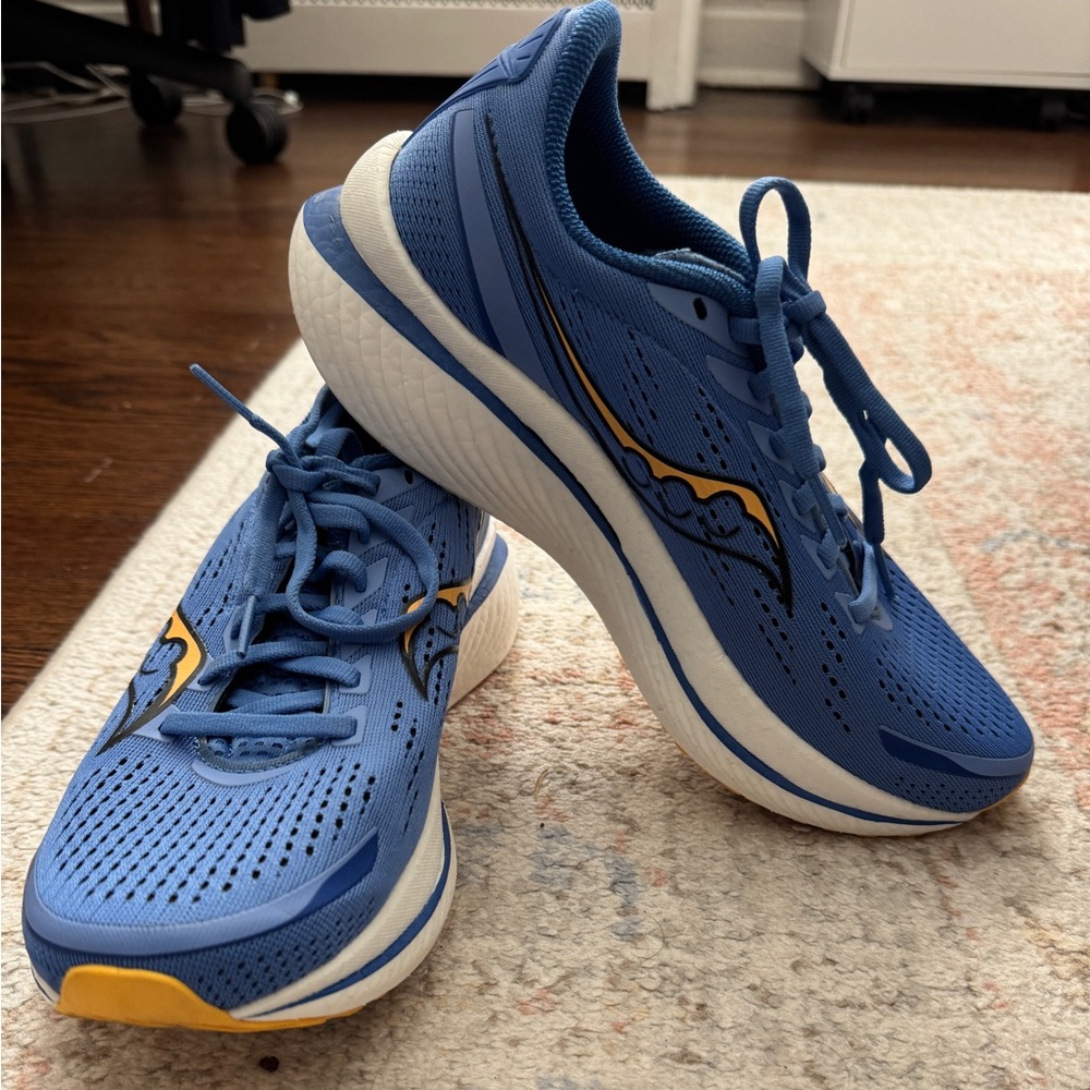 Saucony Blue Running Shoes with Yellow Highlights